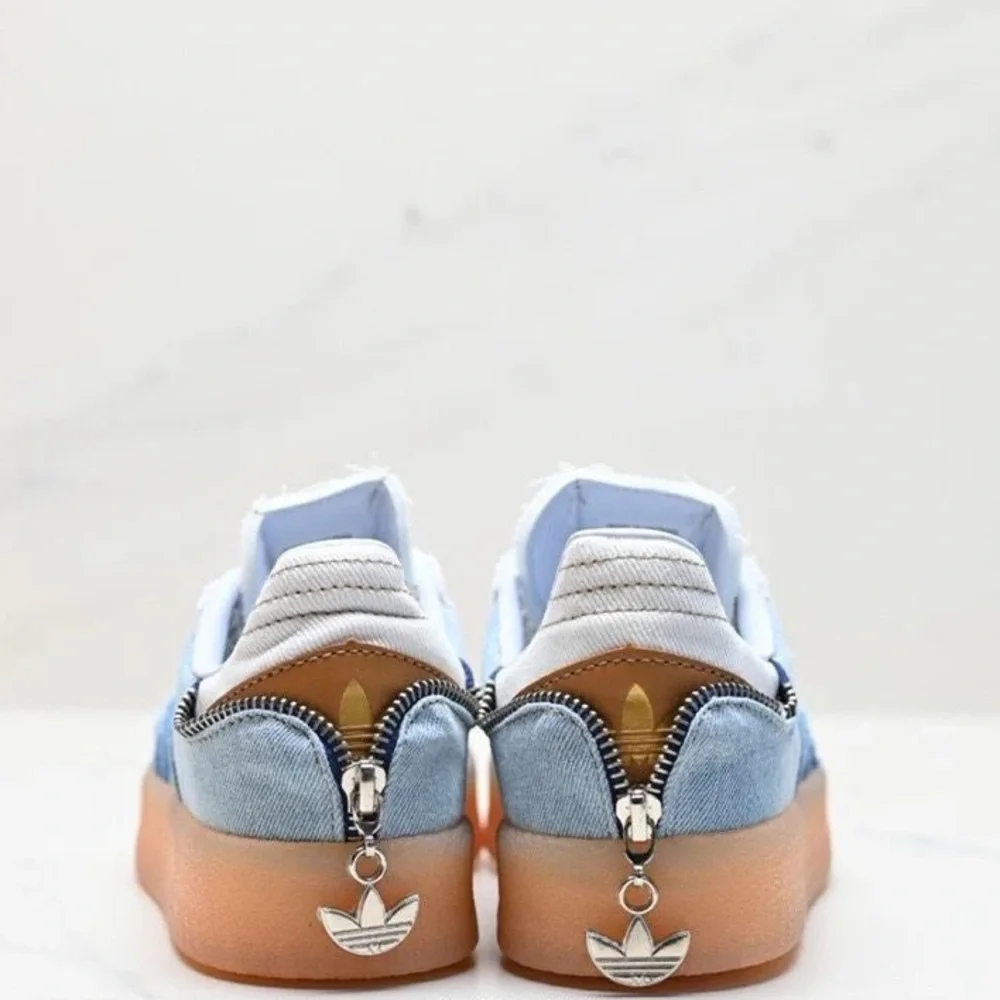adidas Samba Platform Sneakers - Light Blue & Denim with Gum Sole - Picture 3 of 11